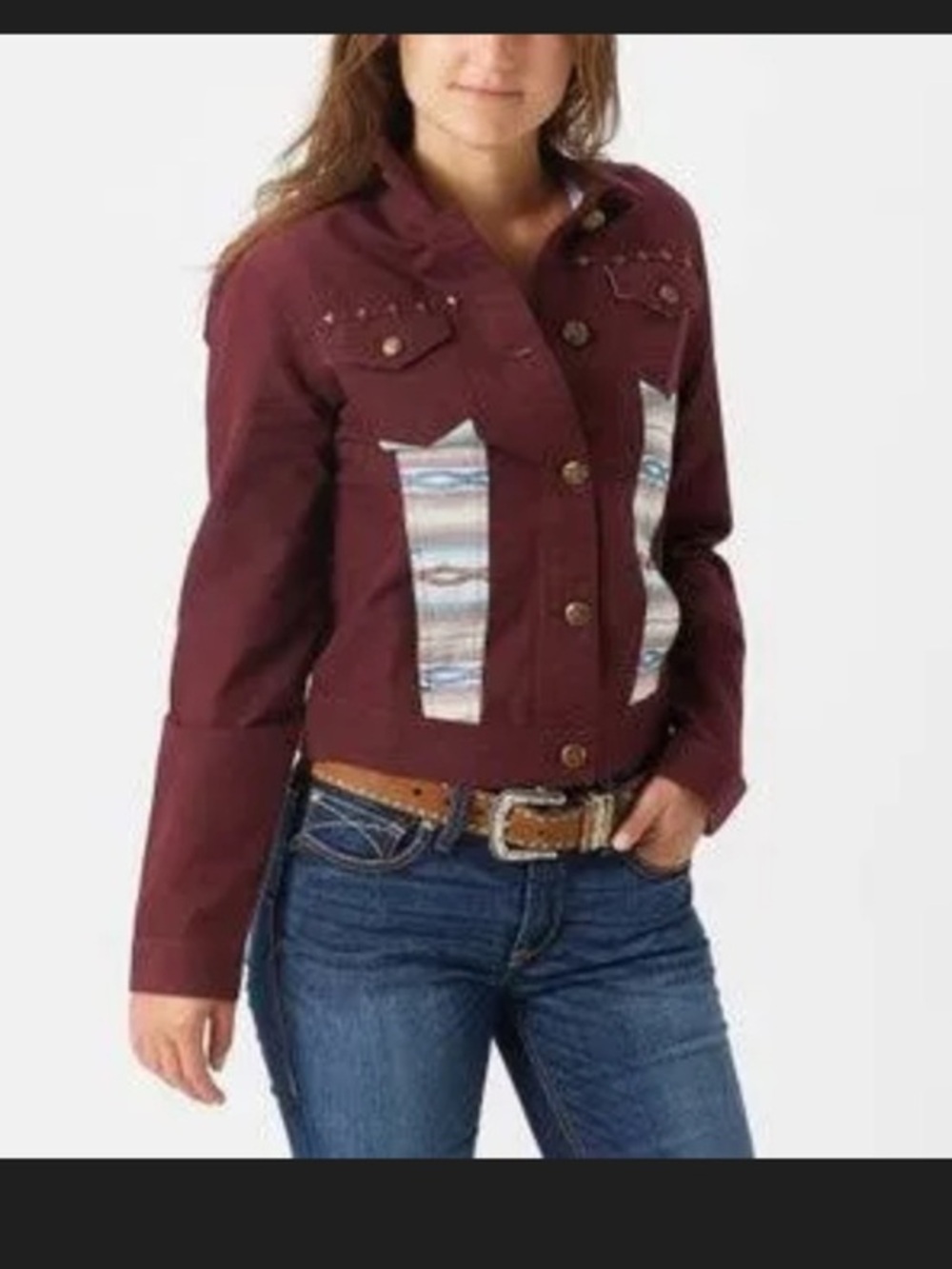 Ariat  La Madre  Western  Berry Bark Aztec print button up jacket coat S/P